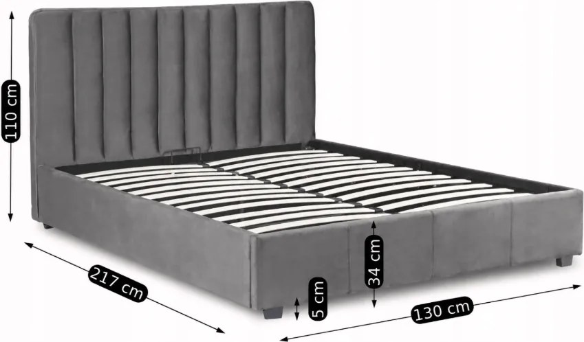 Posteľ 120x200 MARI Zamatovo sivá