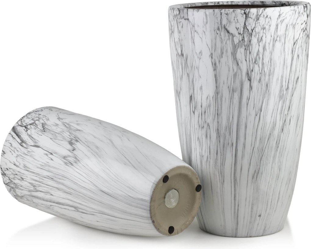 Sada 2 ks keramických kvetináčov NEVA MARBLE II biela/sivá