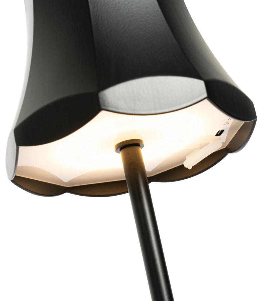 Retro stolná lampa čierna nabíjateľná IP44 - Granny