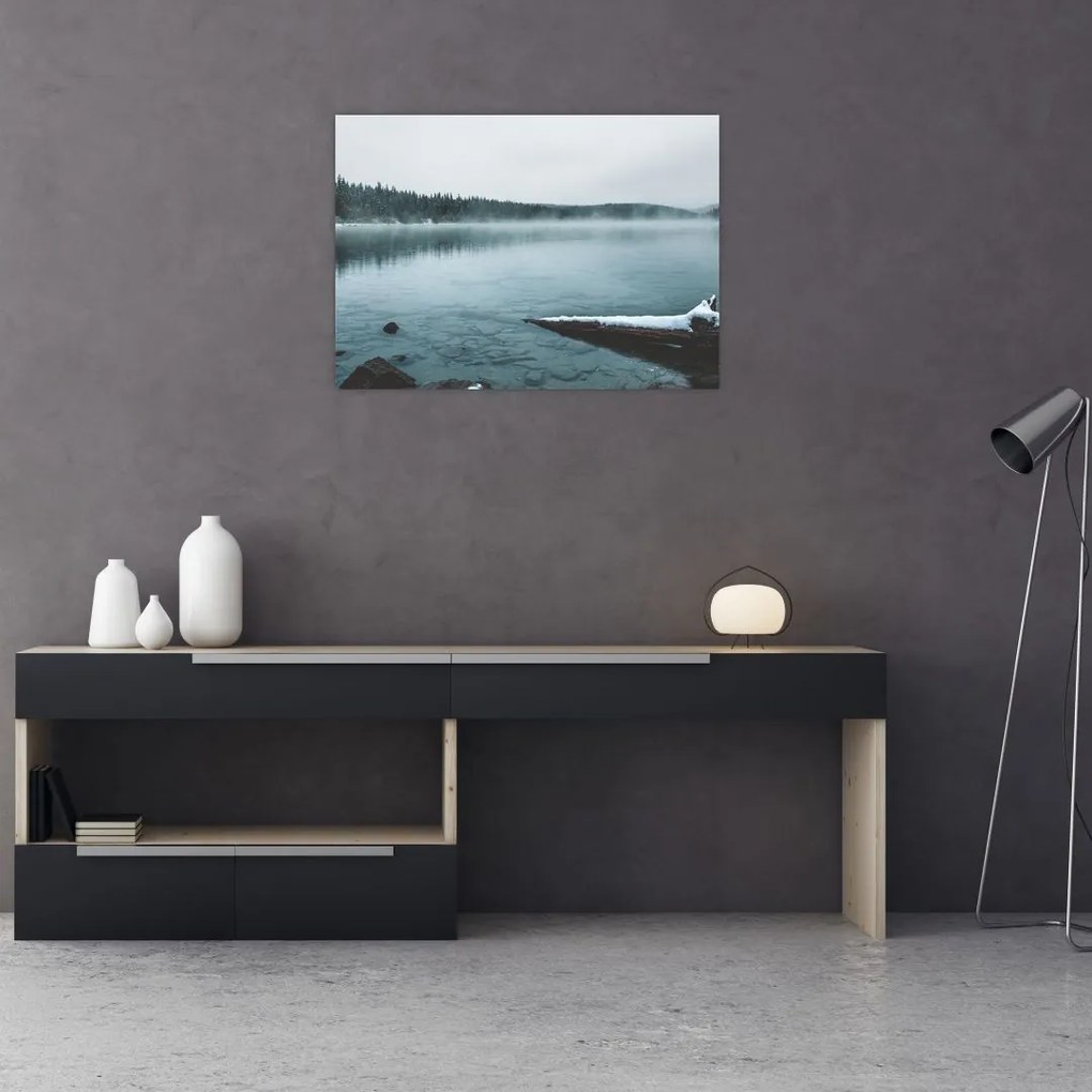 Sklenený obraz - ľadové severské jazero (70x50 cm)