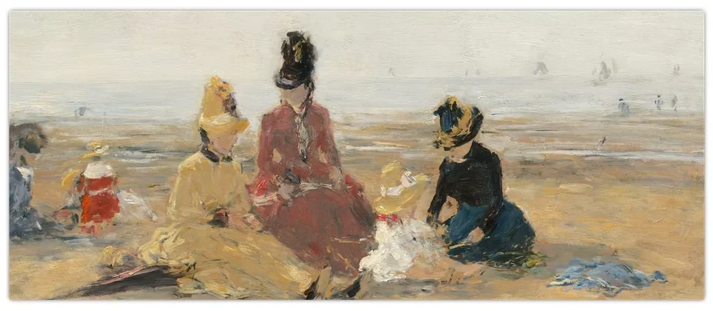 Obraz - Eugène Boudin, On the Beach, Trouville, reprodukcia (120x50 cm)