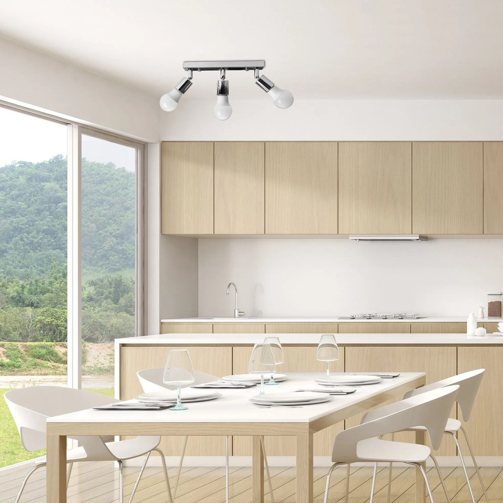 Toolight - Stropná lampa 3-ramenná 3xE27 60W APP700-3C, chrómová, OSW-05209