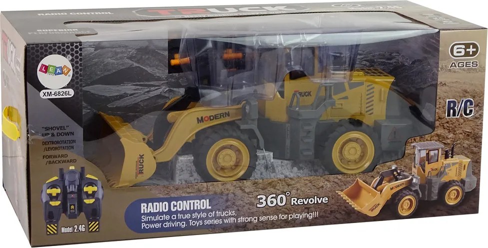 LEAN Toys Obrovské r/c nakladačové rýpadlo s LED osvetlením, diaľkovo ovládané, s akumulátorom