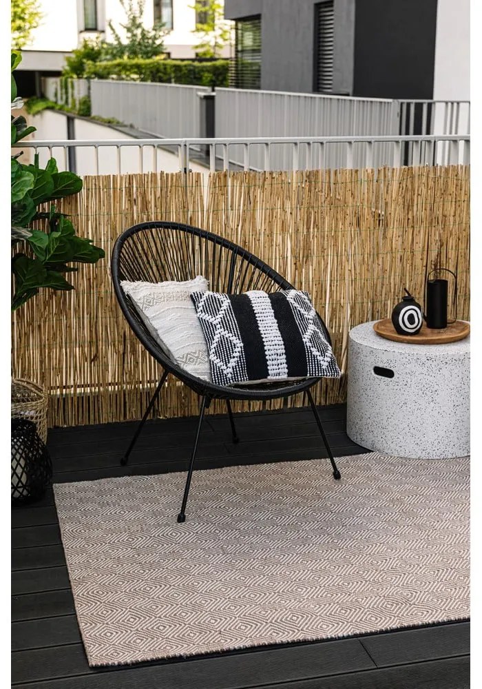 Krémovobiely obojstranný vonkajší koberec z recyklovaného plastu Green Decore Solitaire, 90 x 150 cm