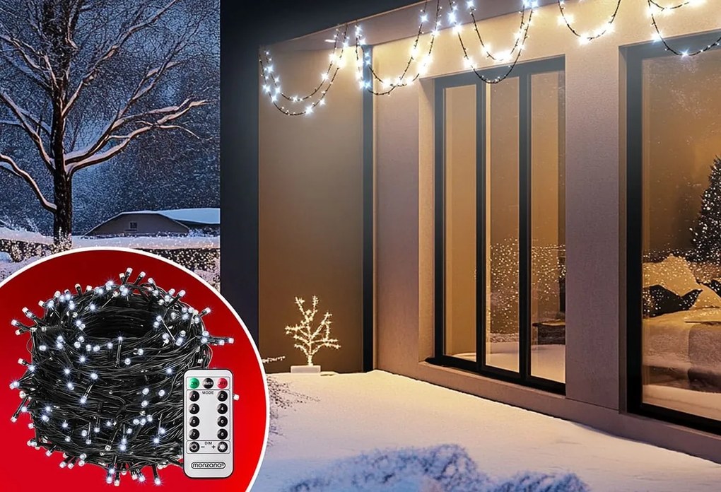 Vianočná svetelná reťaz SIMPLE, 40m, studená biela Monzana