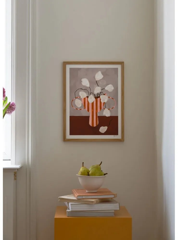 Plagát 30x40 cm White Flowers in Striped Vase – Frankie Penwill – The Poster Club