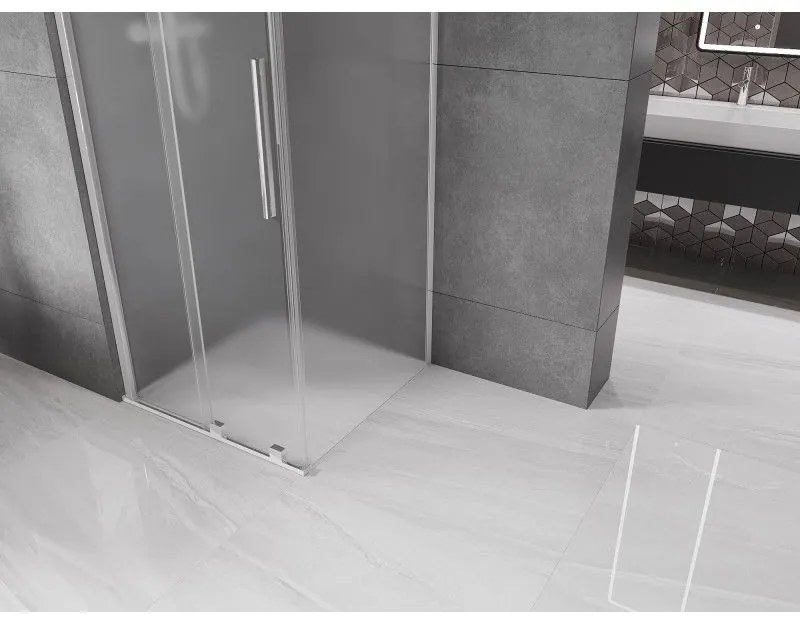 Mexen Velar, sprchový kút s posuvnými dverami 100 x 100 cm, 8mm sklo námraza, chrómová, 871-100-100-31-01