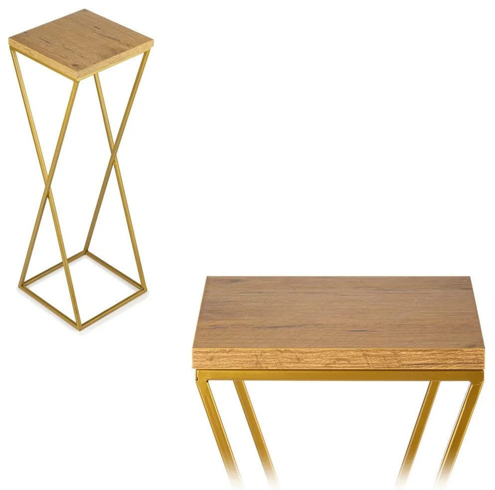 STOJAN NA KVETINÁČ LOFT6 70X24X24 CM ZLATÁ/HNEDÁ