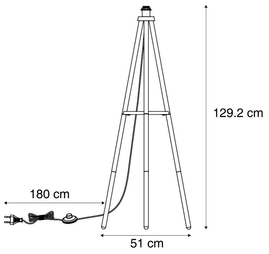 Škandinávska stojacia lampa s trojnožkou drevená - Lou