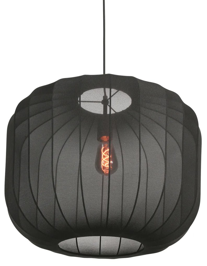 Japonská závesná lampa čierna s látkovým tienidlom 55 cm - Sable