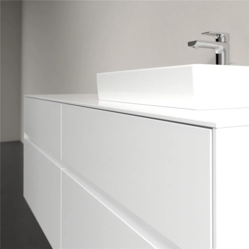 VILLEROY &amp; BOCH Collaro závesná skrinka pod umývadlo na dosku (umývadlo vpravo), 4 zásuvky, s LED osvetlením, 1400 x 500 x 548 mm, Glossy White, C075B0DH