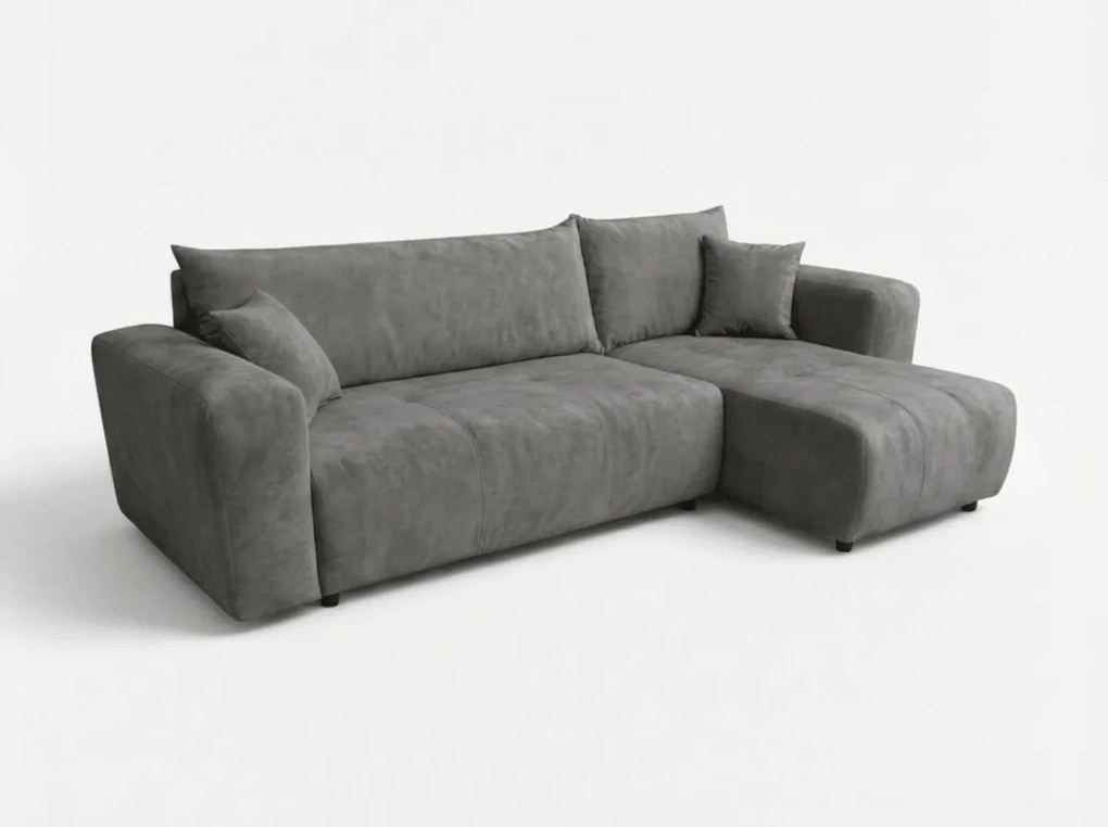 Tmavosivá rozkladacia rohová pohovka SORELA, obojstranná + 2 vankúšiky zdarma