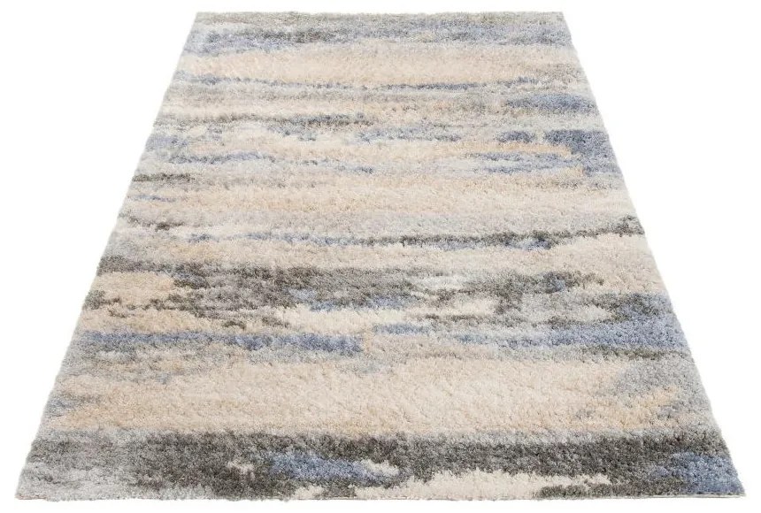 Kusový koberec shaggy Kiral krémovo modrý 80x150cm