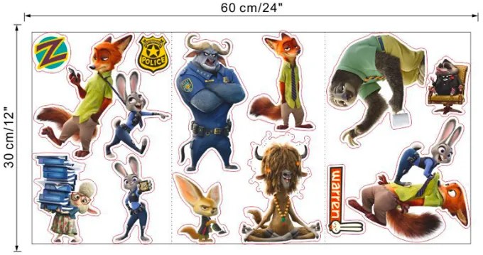 Samolepka na stenu "Zootopia 2" 30x90cm