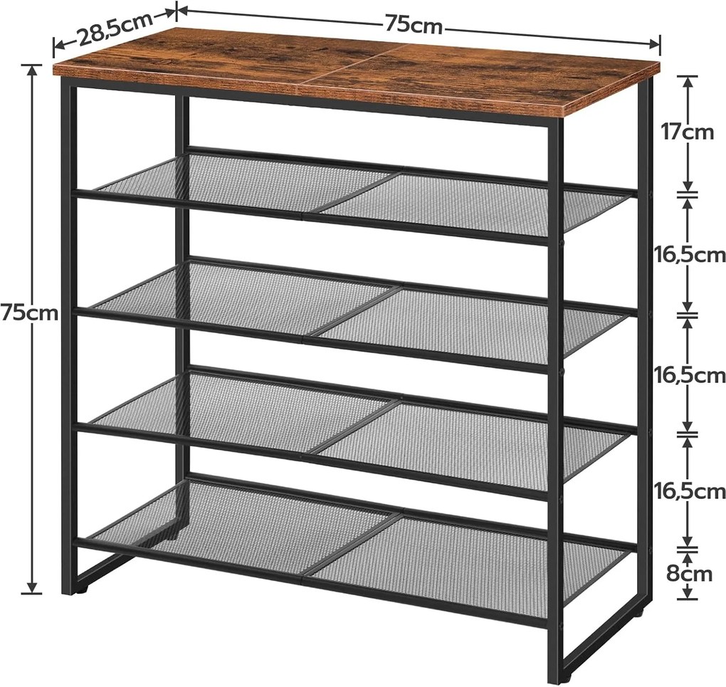 Botník Vasagle Mugy 75 cm čierny/hnedý