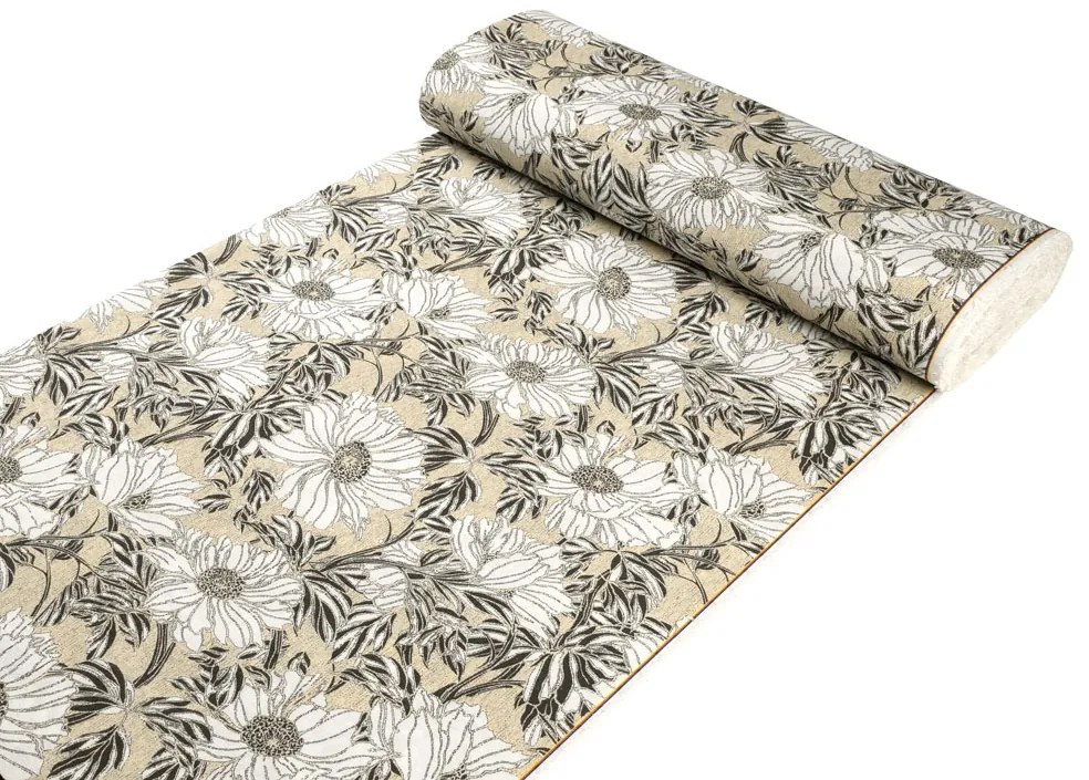 Biante Dekoračný štvorcový obrus PML-089 Biele kvety na béžovom 110x110 cm