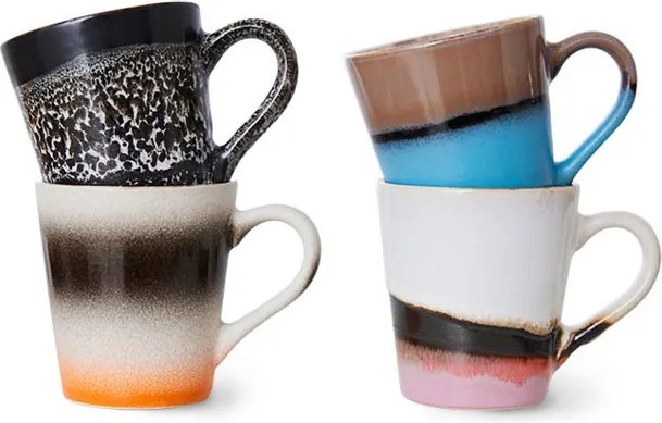 Set 4ks retro hrnček na kávu Espresso 70s Funky - 8* Ø 5,8*6,2cm / 80ml