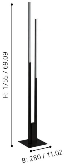 Eglo 900082 - LED RGBW Stmievateľná stojacia lampa FRAIOLI-Z2xLED/16W/230V čierna