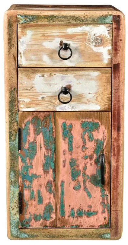 furniture-nabytek.cz - Masivní koupelnová spodní skříňka Calcutta z recyklovaného dřeva, lakovaná, vícebarevná – 35×35×70 cm