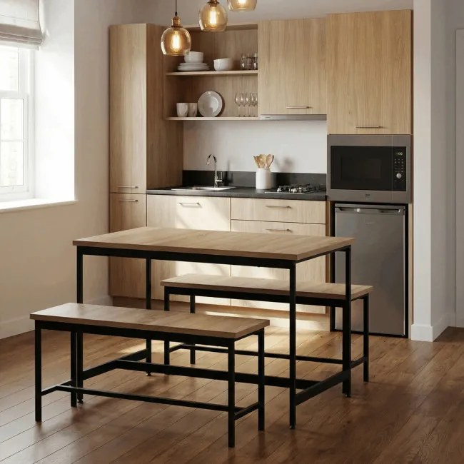 Jedálenský stôl s lavičkami AUT-G1175 OAK