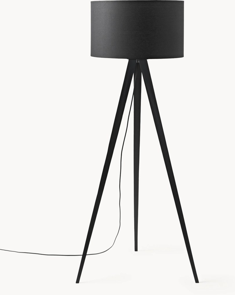 Stojacia lampa z jaseňového dreva na trojnožke Jake