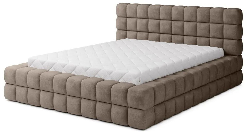 Svetlohnedá čalúnená dvojlôžková posteľ s úložným priestorom s roštom 180x200 cm Dizzle – ELTAP