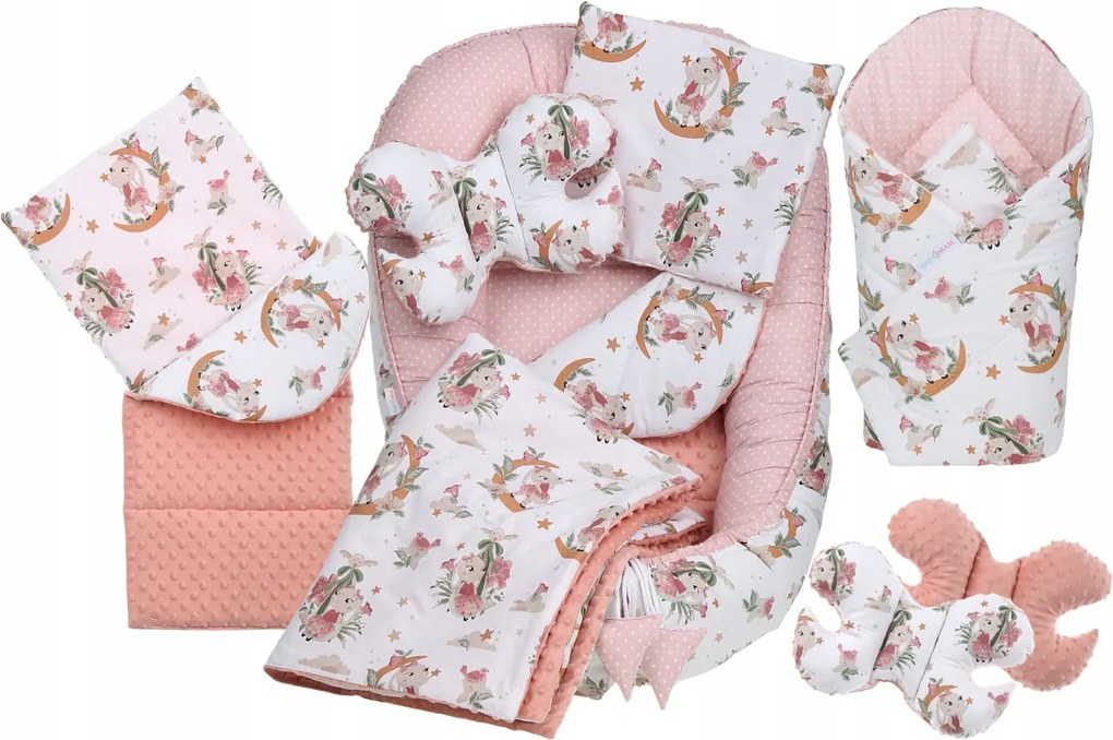JAKS Set do postieľky 7 dielny zajačik ružový
