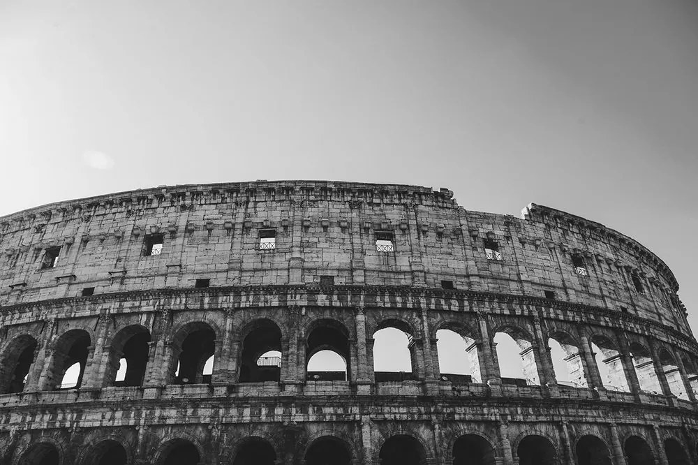 Samolepiaca fototapeta Koloseum v čiernobielom prevedení - 150x100
