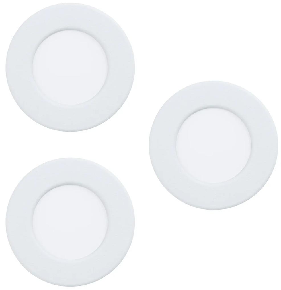EGLO Podhľadové LED bodové osvetlenie FUEVA 5, 2,7W, teplá biela, 86mm, okrúhle, sada 3ks, biele