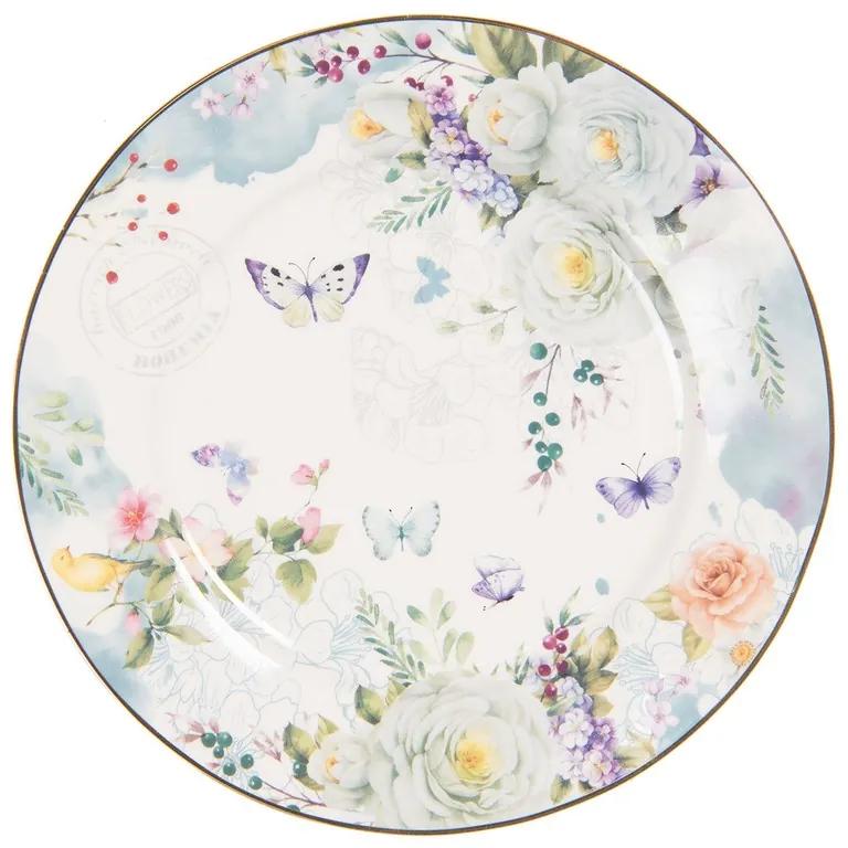 Dezertný tanier "kvetinový modrý dekor",  porcelán, ∅19x2 cm