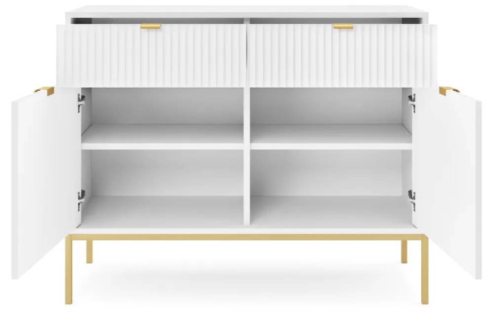 KOMODA VIGGO BIELA + ZLATÝ PODSTAVEC 104 / 83 cm
