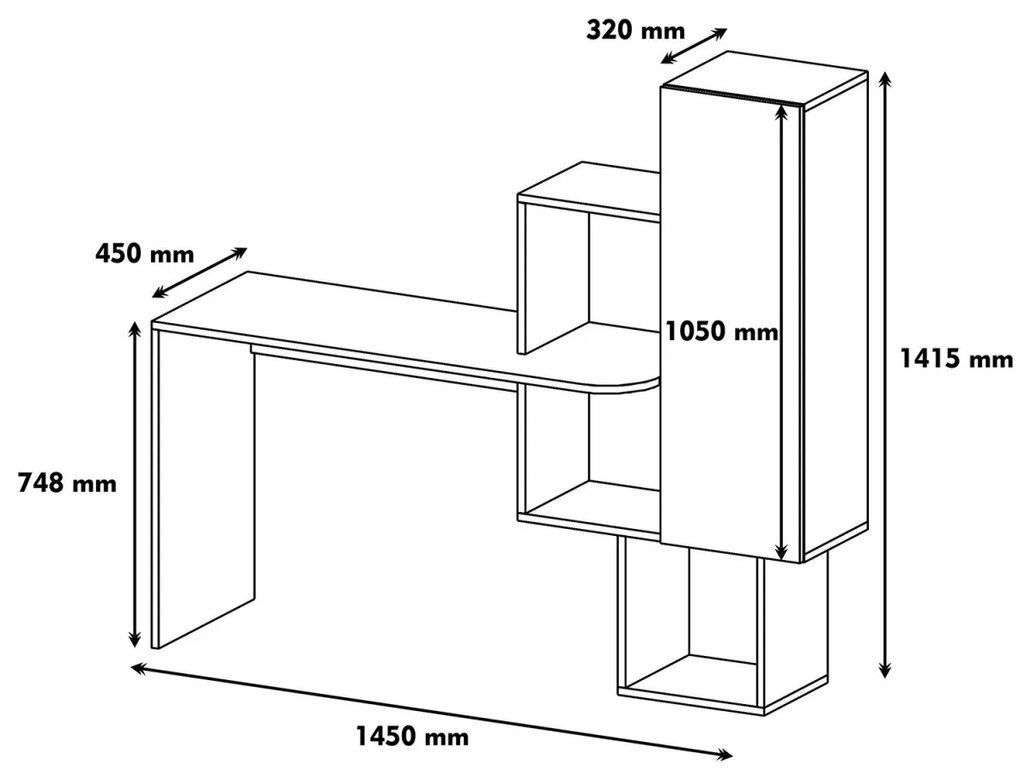 Písací stôl s policou ACELYA biela/žltá