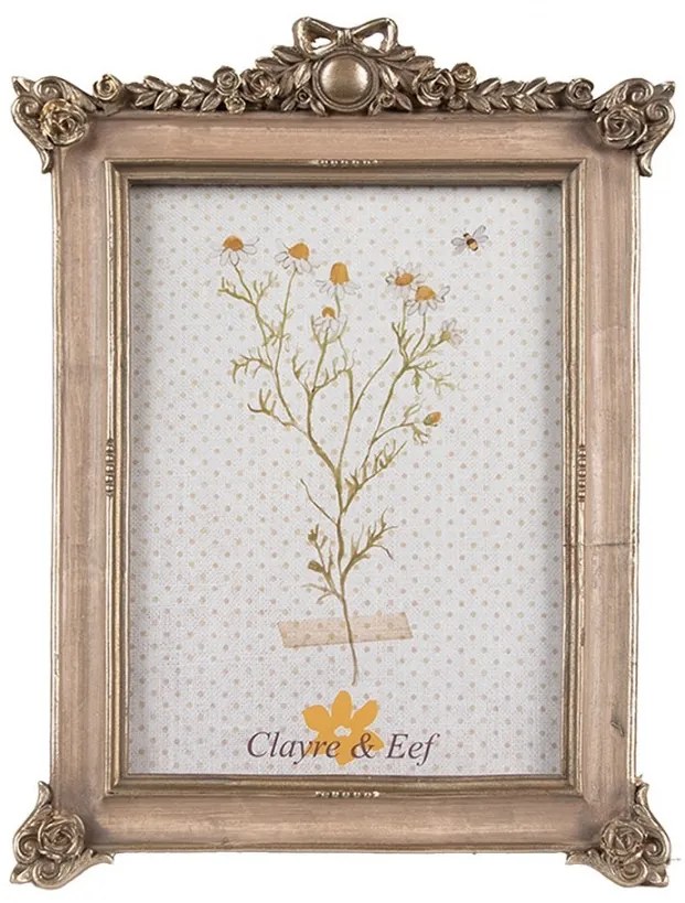 Zlatý zdobený fotorámček s patinou  - 15*2*22 cm / 10*15 cm