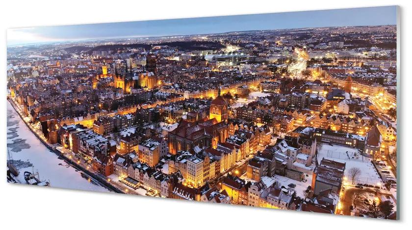 Obraz na akrylátovom skle Gdańsk winter panorama rieka 120x60 cm