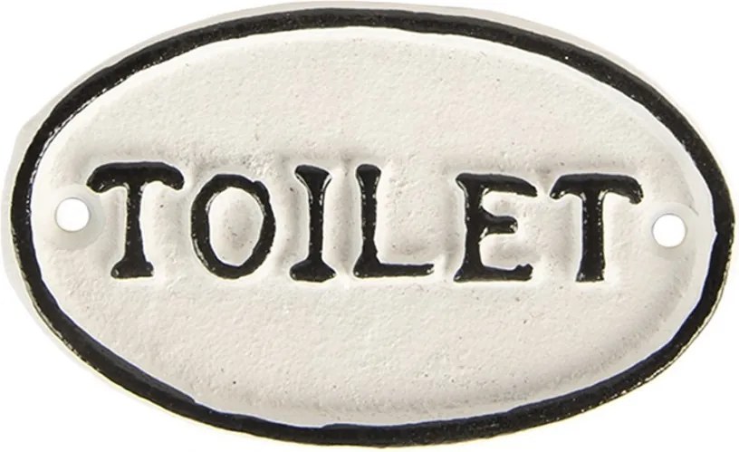Bielo-čierna antik liatinová ceduľka Toilet - 10*1*6 cm