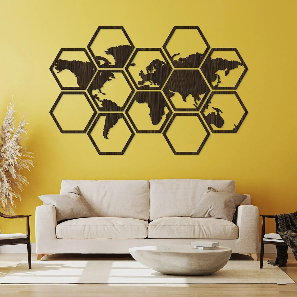 DUBLEZ | Nástenná mapa sveta - Hexagóny (12 ks)