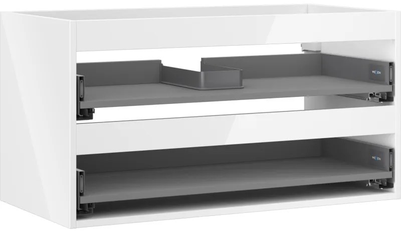 Mexen Box-A, závesná skrinka 90 cm, 2 zásuvky, biela lesklá, 91AX0-0900-470-2-00
