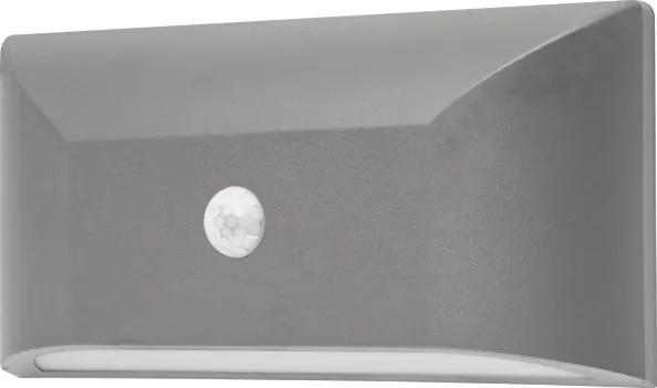 ACA DECOR Vonkajšie nástenné LED svietidlo SLIM Grey 6W/230V/3000K/350Lm/110°/IP65/šedá/senzor pohybu