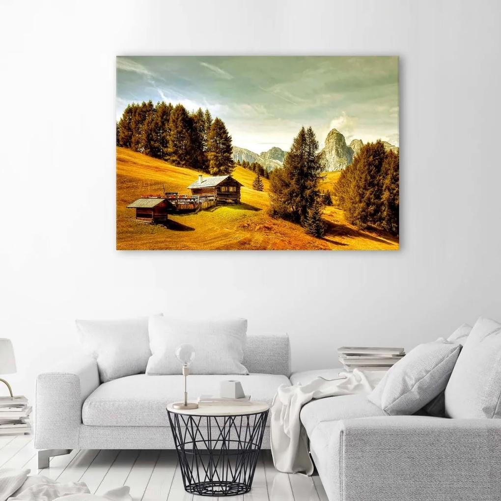 Obraz na plátně Chata v horách - 100x70 cm