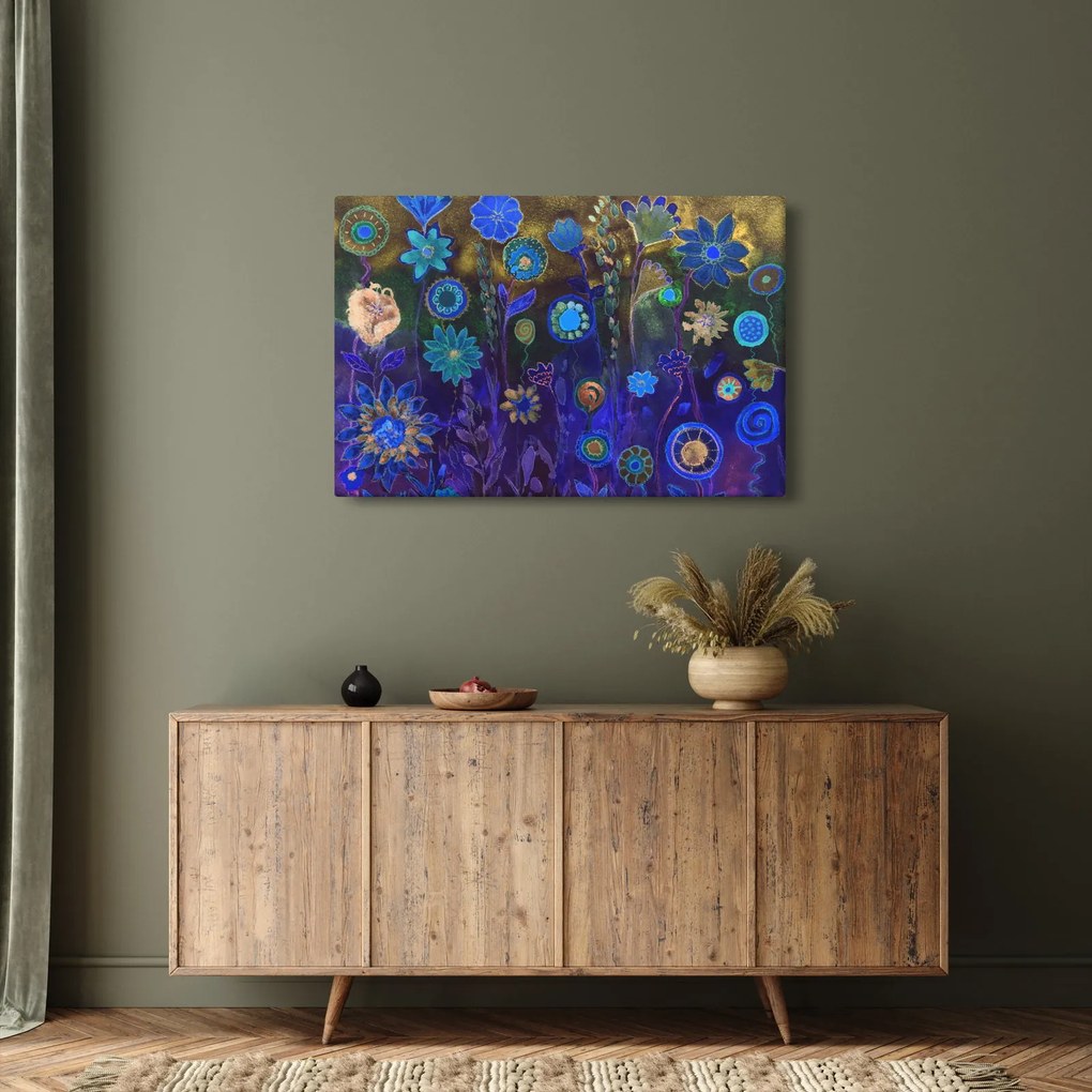 Obraz tmavomodrých kvetov (90x60 cm)