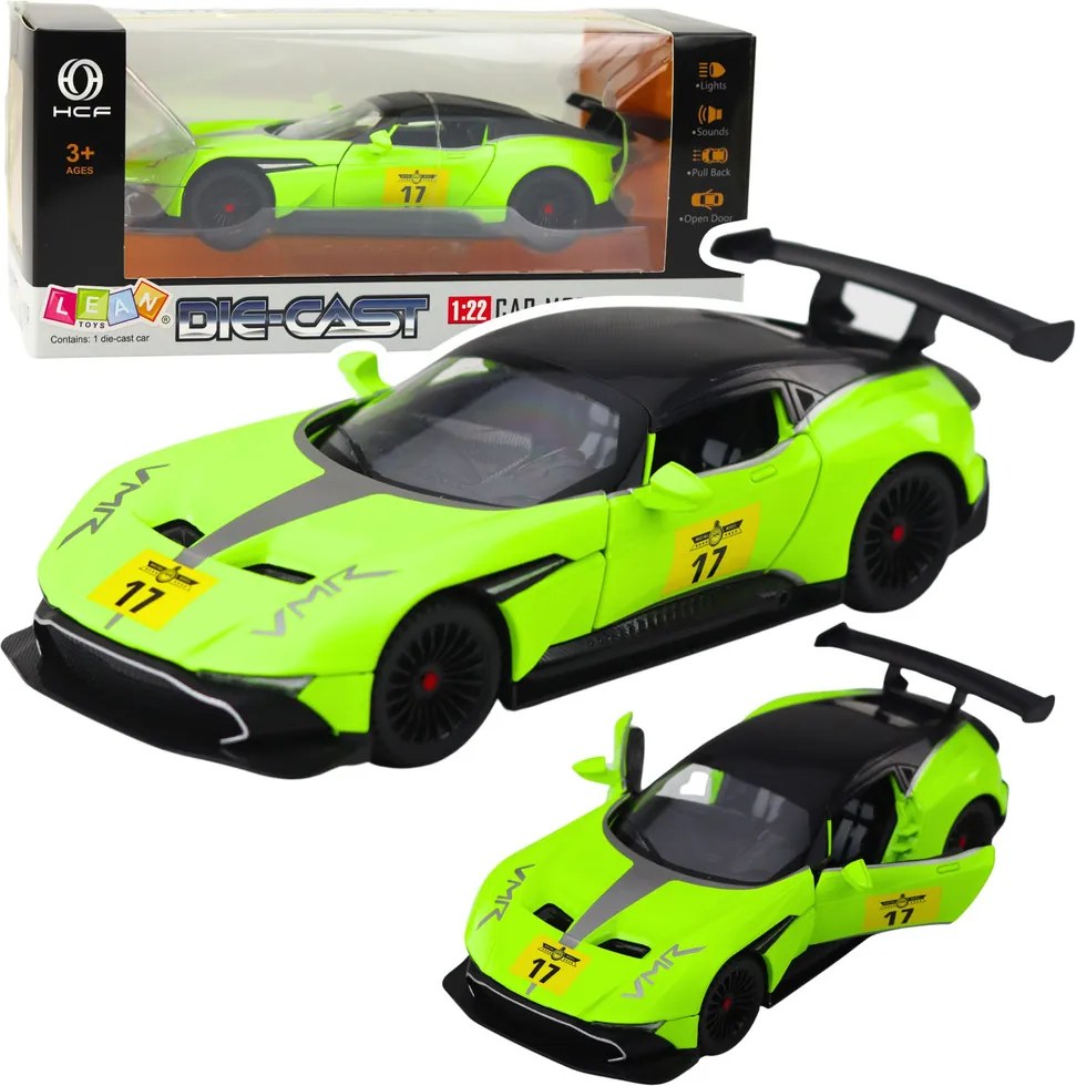 LEAN Toys Športové auto so svetlami Pull-Back Drive Sounds Green 1:22