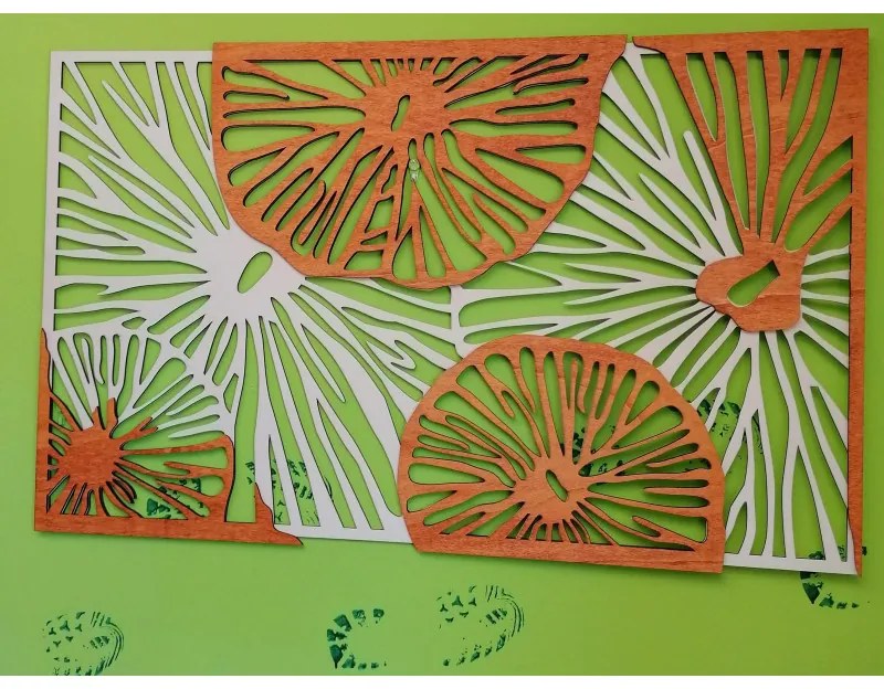 Vyrezávaný obraz na stenu z drevenej preglejky orange 3D efekt  KODJAK  I SENTOP PR0299 5 casti