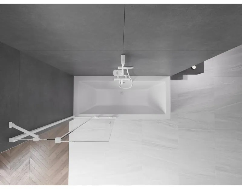 Mexen Velar, 2-krídlová posuvná vaňová zástena 80 x 150 cm, 8mm číre sklo, biely profil, 896-080-000-01-20