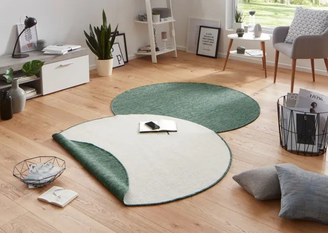 Obojstranný koberec Hanse Home Twin Miami zelený / krémový kruh