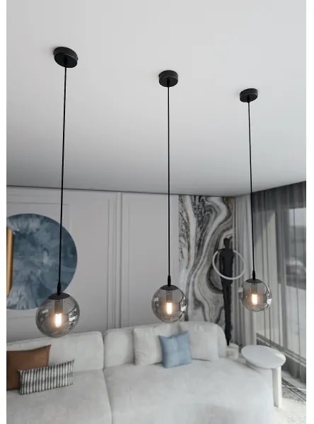 Luster na lanku COSMO 1xE14/10W/230V pr. 14 cm čierna/šedá