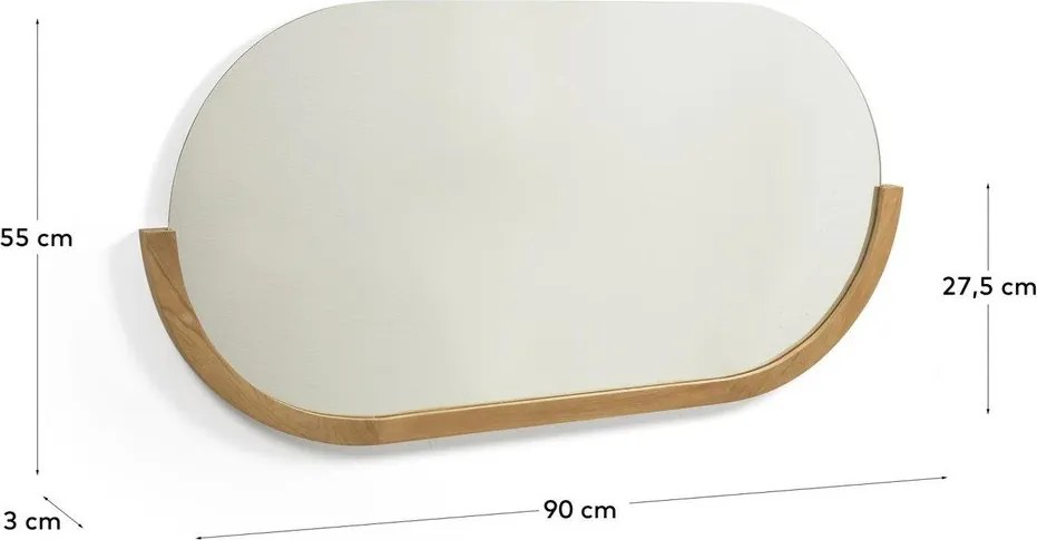 Nástenné zrkadlo s dreveným rámom 96x55 cm Rokia – Kave Home