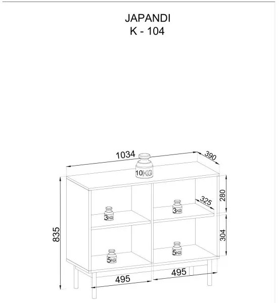 Komoda v japonsko-škandinávskom štýle 104 cm dub s líniami