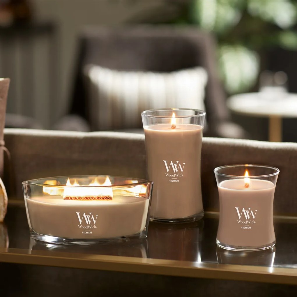 Vonná sviečka WoodWick Cashmere, 453 g