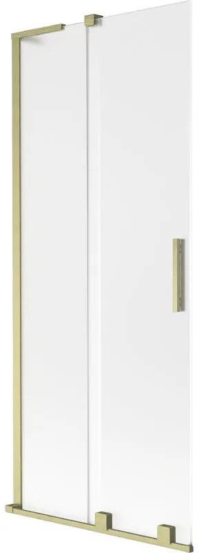 Mexen Velar L, 2-krídlová posuvná vaňová zástena 85 x 150 cm, 8mm sklo námraza, zlatá matná, 896-085-003-31-55