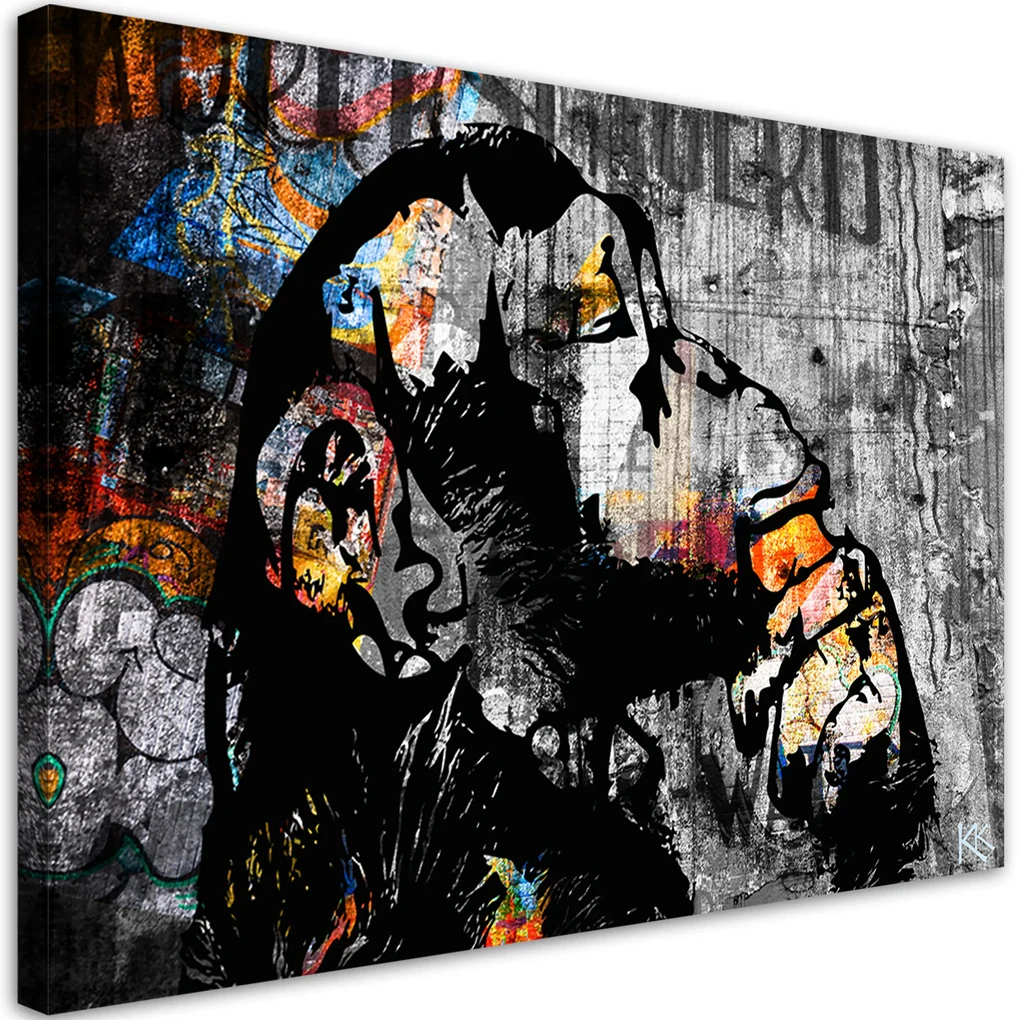 Gario Obraz na plátne Banksy street art opica Rozmery: 100 x 70 cm